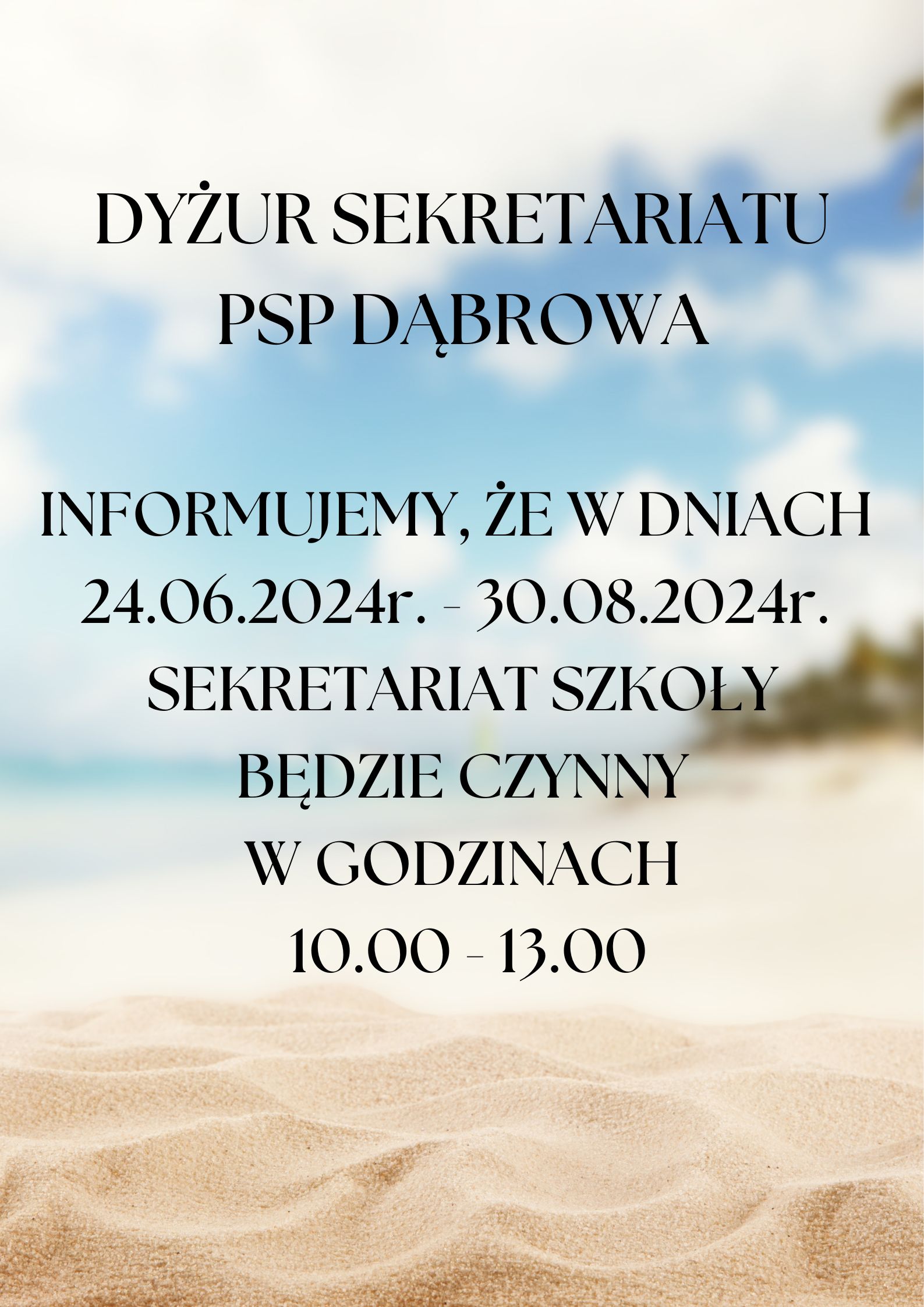 dyżur sekretariatu psp dąbrowa